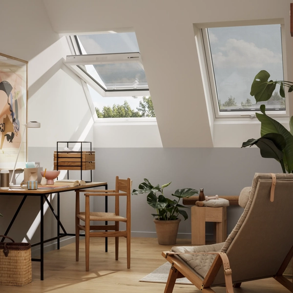 Markiza VELUX MHL — zbliżenie na mechanizm prowadnic i tkaninę